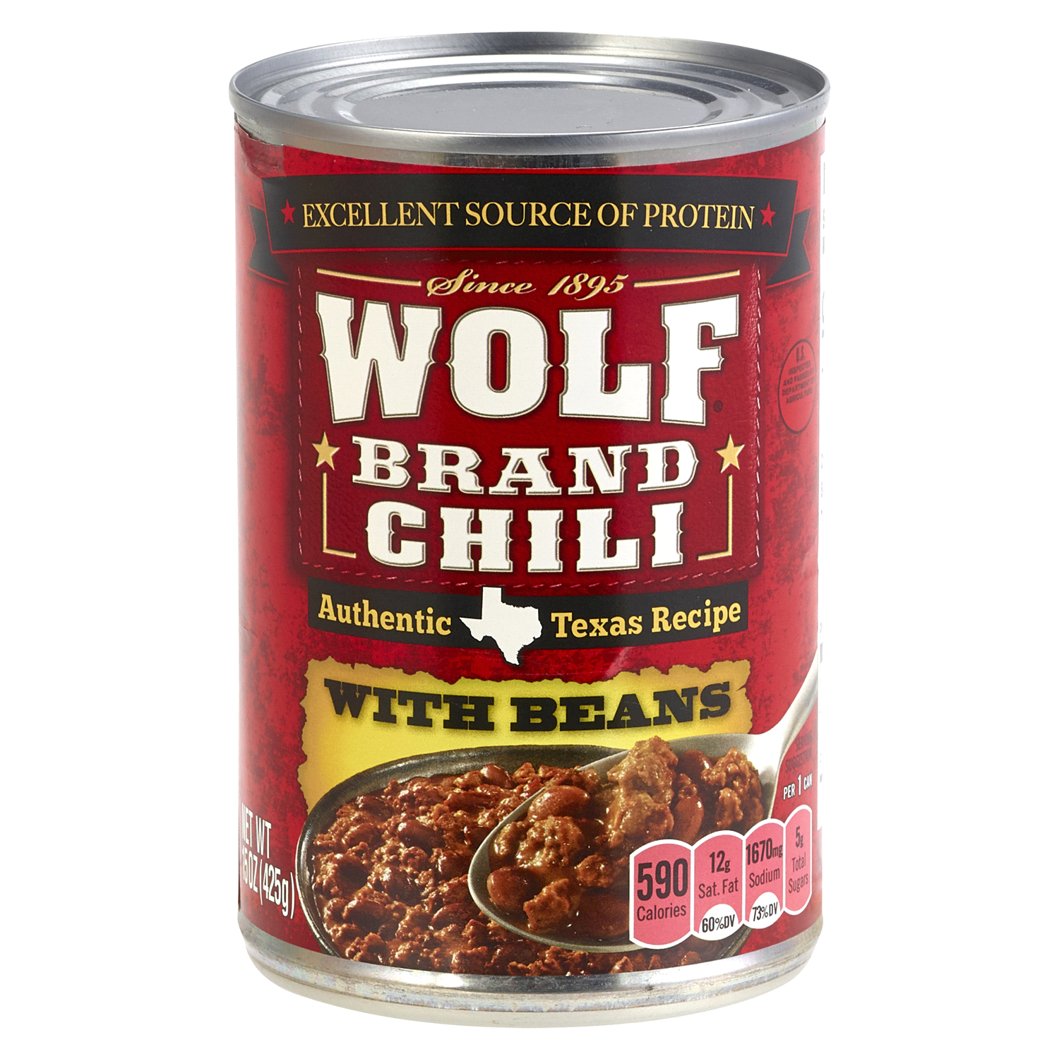 slide 1 of 2, Wolf Brand with Beans Chili 15 oz, 15 oz