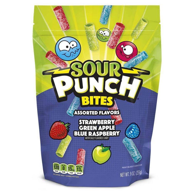 slide 1 of 5, Sour Punch Assorted Candy Flavor Bites - 9oz, 9 oz