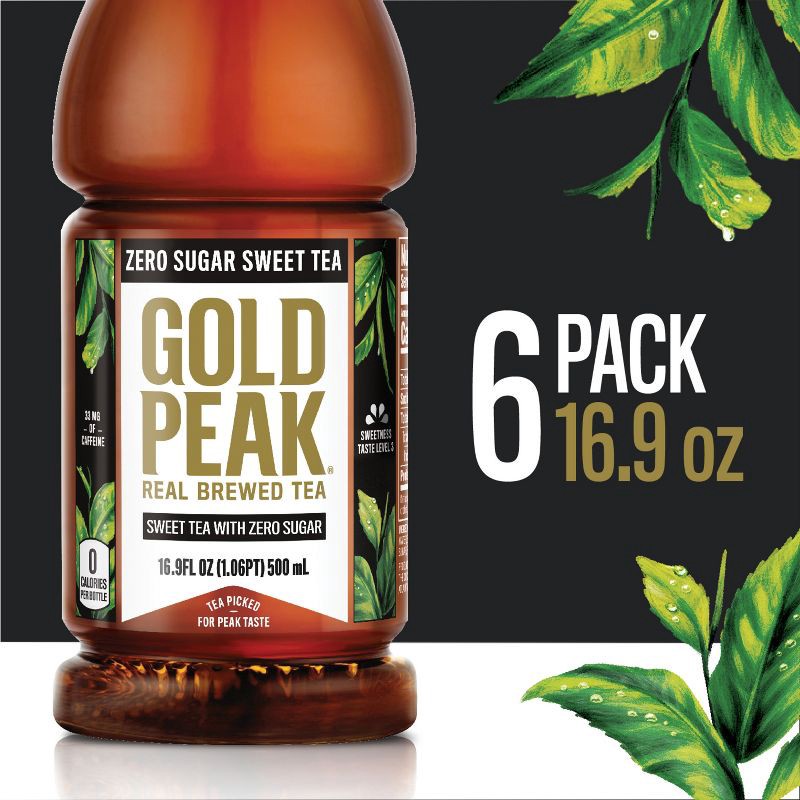 slide 4 of 7, Gold Peak Zero Sugar Tea - 6pk/16.9 fl oz Bottles, 6 ct; 16.9 fl oz