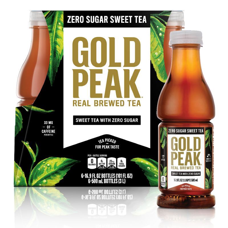 slide 1 of 7, Gold Peak Zero Sugar Tea - 6pk/16.9 fl oz Bottles, 6 ct; 16.9 fl oz