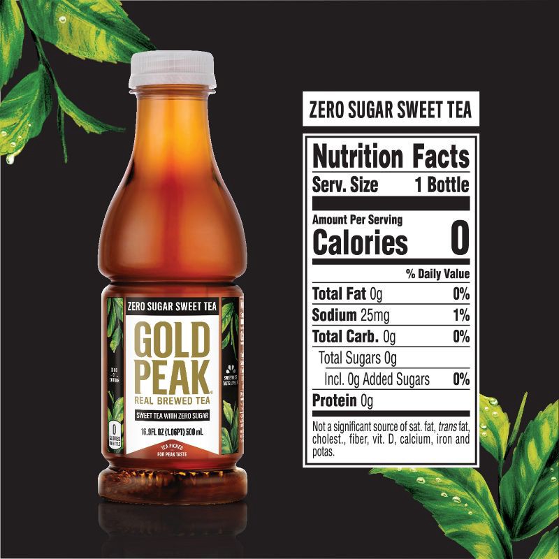 slide 6 of 7, Gold Peak Zero Sugar Tea - 6pk/16.9 fl oz Bottles, 6 ct; 16.9 fl oz
