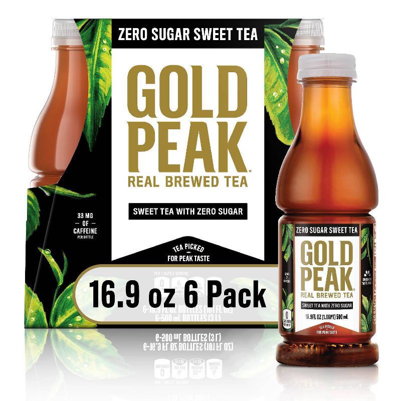 slide 1 of 7, Gold Peak Zero Sugar Tea - 6pk/16.9 fl oz Bottles, 6 ct; 16.9 fl oz