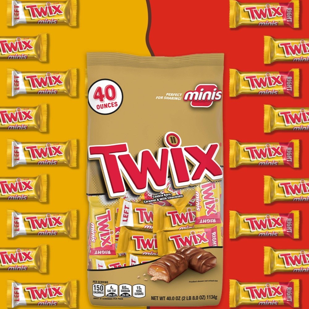 slide 2 of 7, Twix Minis Caramel Chocolate Cookie Bar Candy, 40 oz