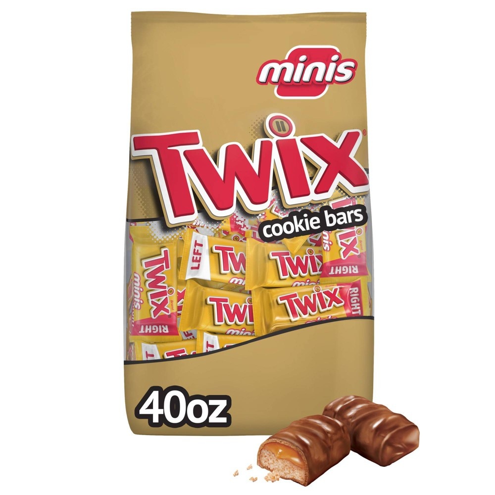 slide 7 of 7, Twix Minis Caramel Chocolate Cookie Bar Candy, 40 oz