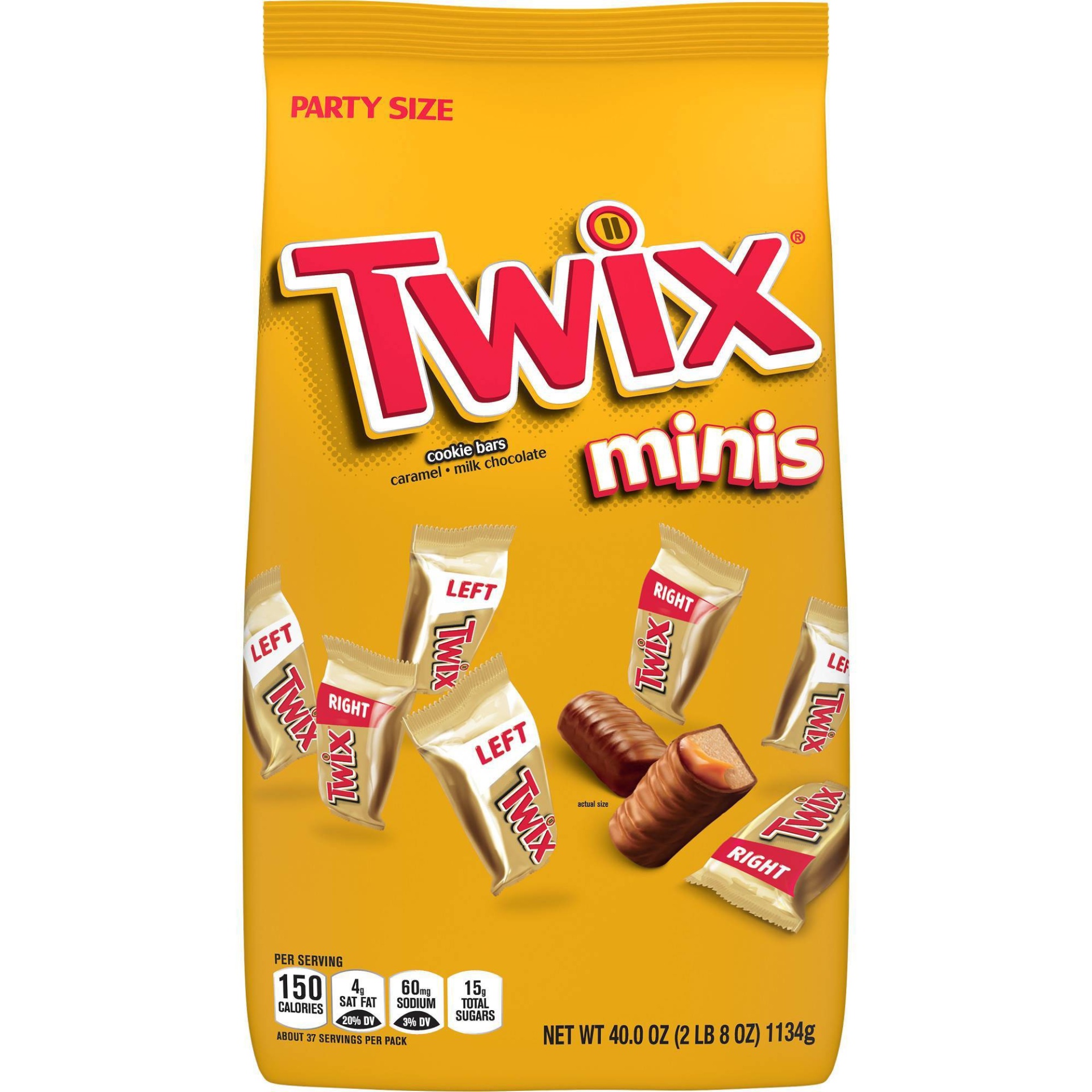 slide 1 of 7, Twix Minis Caramel Chocolate Cookie Bar Candy, 40 oz