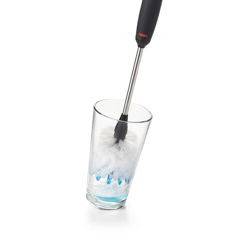 slide 3 of 6, OXO Stainless Steel Bottle Brush: Nylon & Steel, Soft Grip, Multi-Surface, Reusable, 12.7" for Dishes & Water Bottles, 1 ct