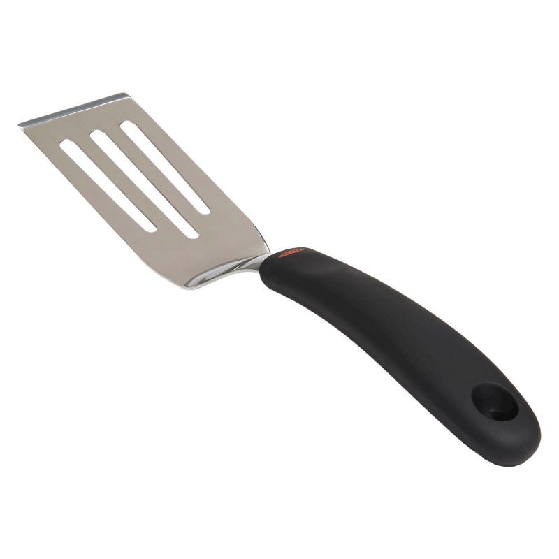 slide 2 of 8, OXO Cut and Serve Turner: Stainless Steel Small Metal Spatula, Kitchen Utensil, Dishwasher-Safe, Black Handle, 1 ct
