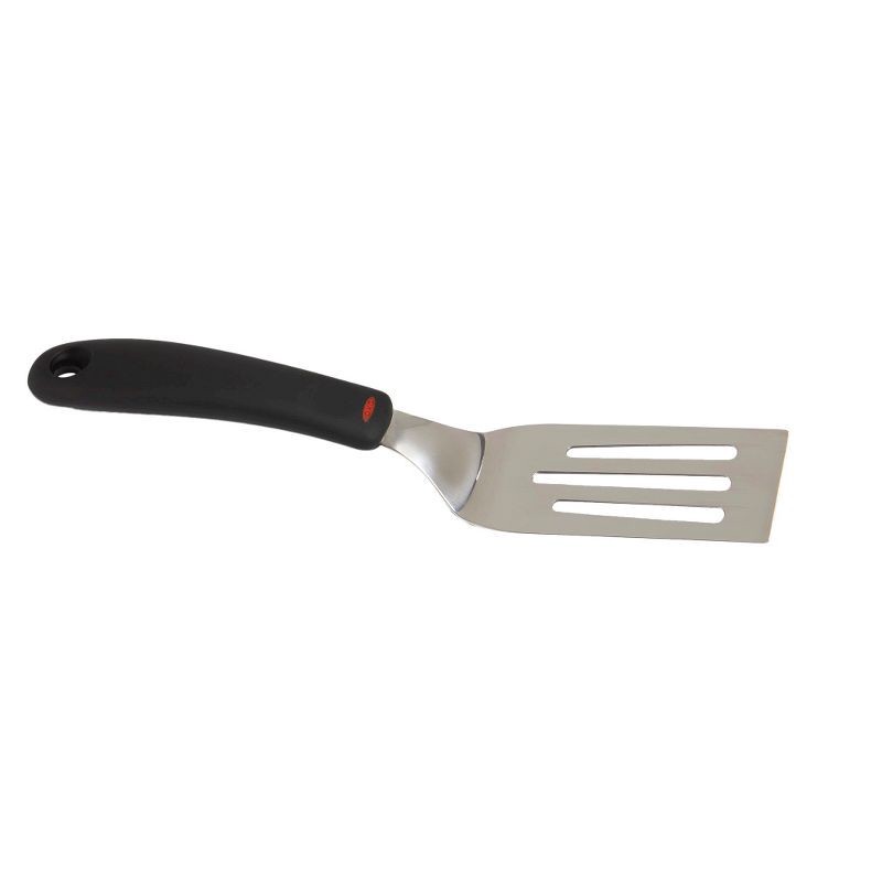 slide 3 of 8, OXO Cut and Serve Turner: Stainless Steel Small Metal Spatula, Kitchen Utensil, Dishwasher-Safe, Black Handle, 1 ct