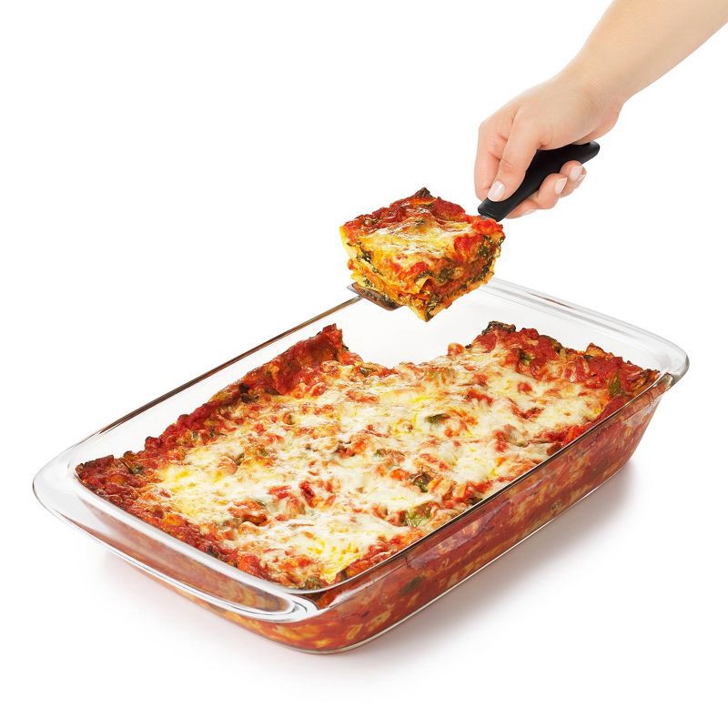 slide 7 of 8, OXO Cut and Serve Turner: Stainless Steel Small Metal Spatula, Kitchen Utensil, Dishwasher-Safe, Black Handle, 1 ct