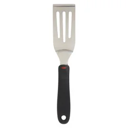 OXO Cut and Serve Turner: Stainless Steel Small Metal Spatula, Kitchen Utensil, Dishwasher-Safe, Black Handle