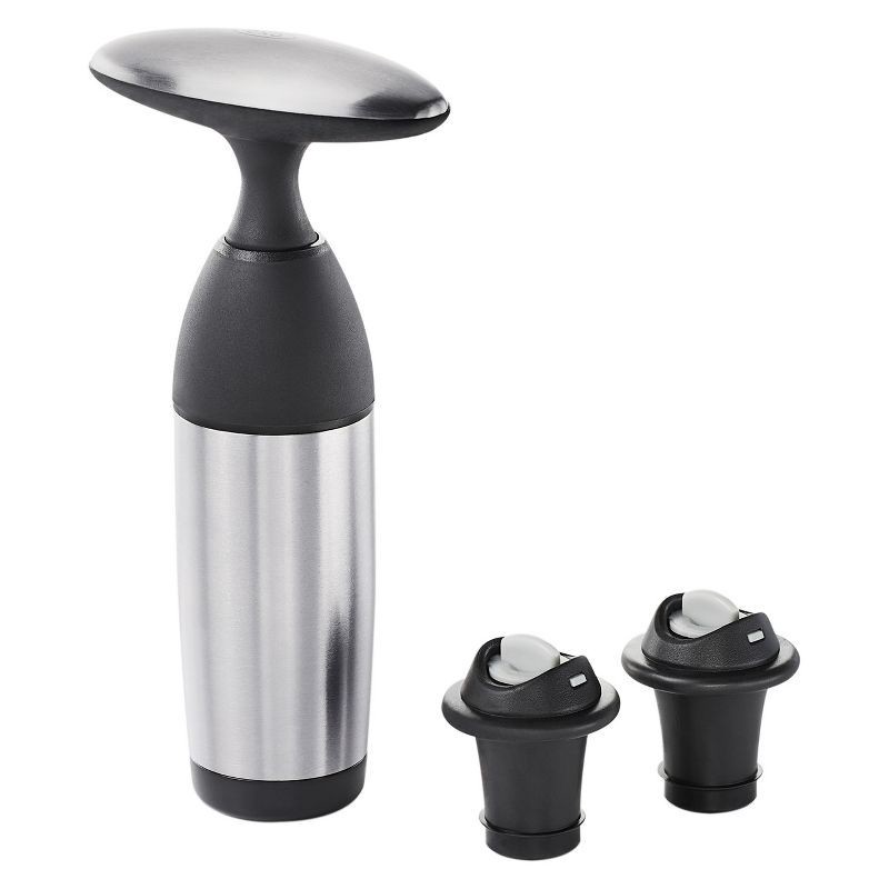 slide 1 of 2, OXO Vacuum Wine Preserver with Two Stoppers, 1 ct