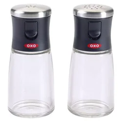 OXO Salt and Pepper Shaker Set: Aluminum & Stainless Steel, Black, Hand Wash, 2-Piece Tableware