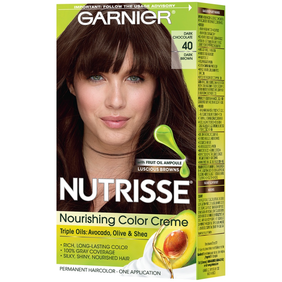 slide 5 of 8, Garnier Nourishing Permanent Hair Color Creme - 40 Dark Brown, 1.0 ct