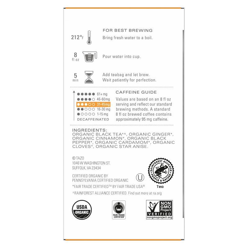 slide 2 of 4, Tazo Organic Chai Black Tea - 16ct, 16 ct