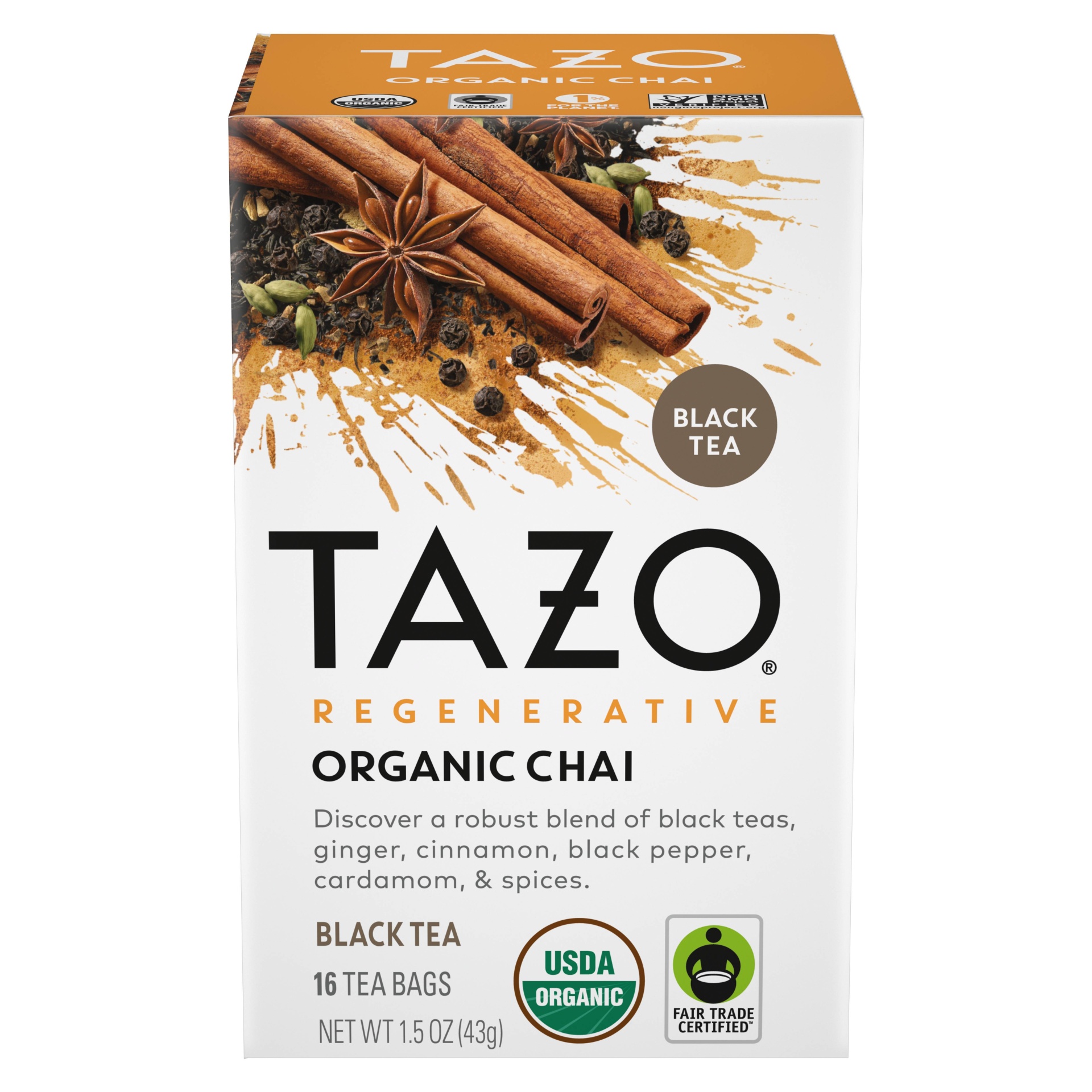 slide 1 of 8, Tazo Regenerative Organic Chai Black Tea - 16ct, 16 ct