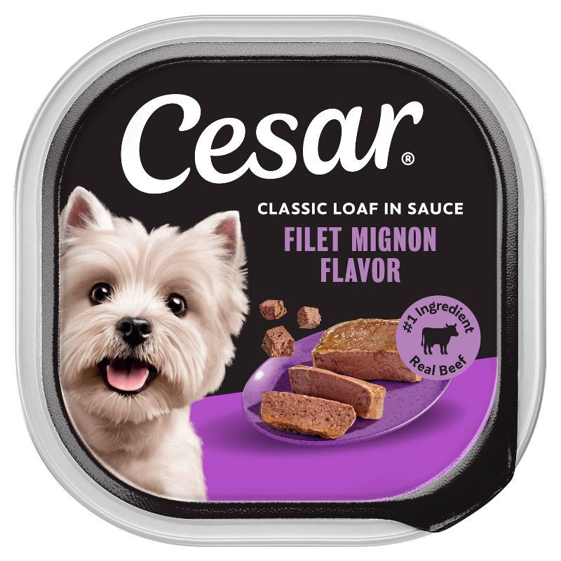 slide 1 of 13, Cesar Steak, Beef, Gravy and Red Meat Flavor Classic Loaf in Sauce Small Breed Wet Dog Food - 3.5oz, 3.5 oz