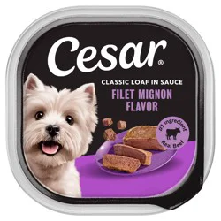 Cesar Steak, Beef, Gravy and Red Meat Flavor Classic Loaf in Sauce Small Breed Wet Dog Food - 3.5oz