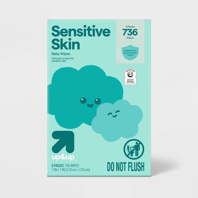 slide 1 of 7, Sensitive Baby Wipes Refill Pack - 736ct - up&up™, 736 ct