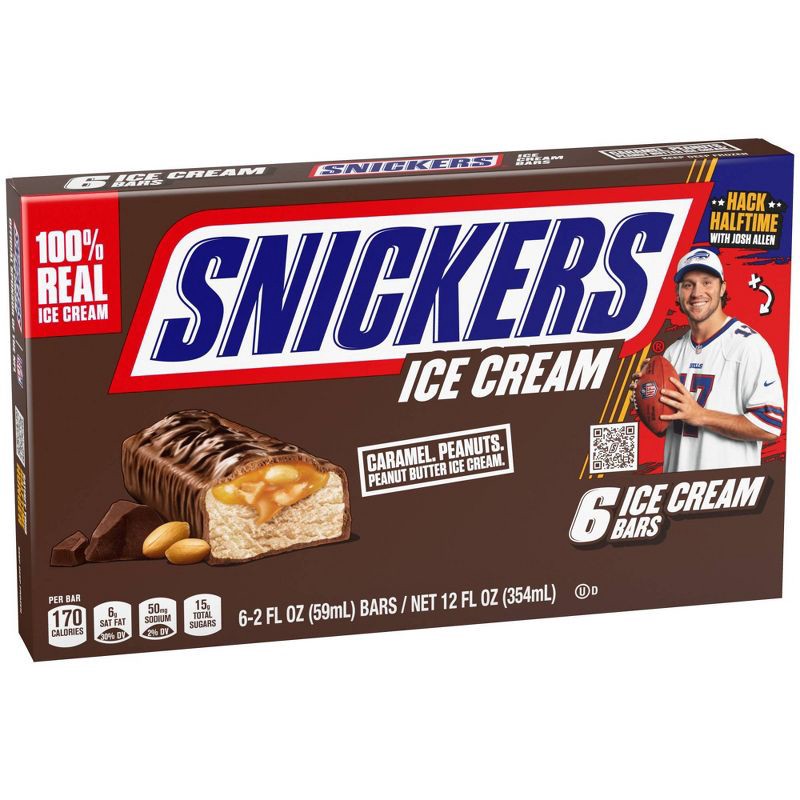 slide 10 of 10, Snickers Ice Cream, Chocolatey Caramel Peanut Butter Ice Cream Bars - 12 fl oz/6ct, 6 ct; 12 fl oz