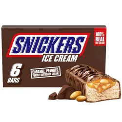 Snickers Ice Cream, Chocolatey Caramel Peanut Butter Ice Cream Bars - 12 fl oz/6ct