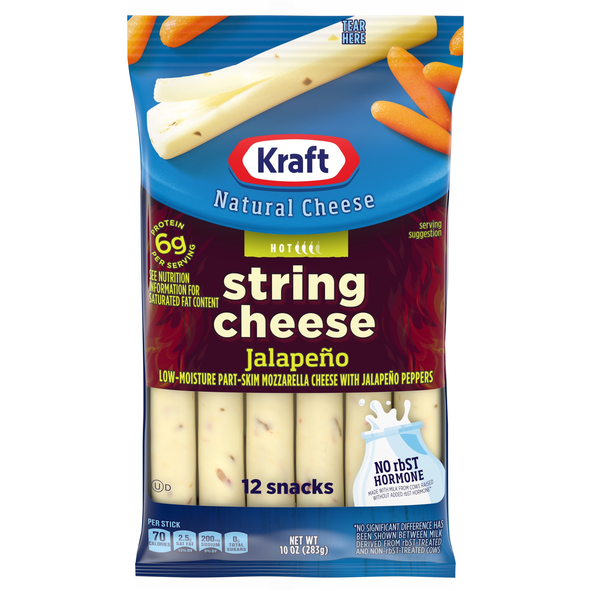 slide 1 of 6, Kraft Jalapeno String Cheese, 10 oz