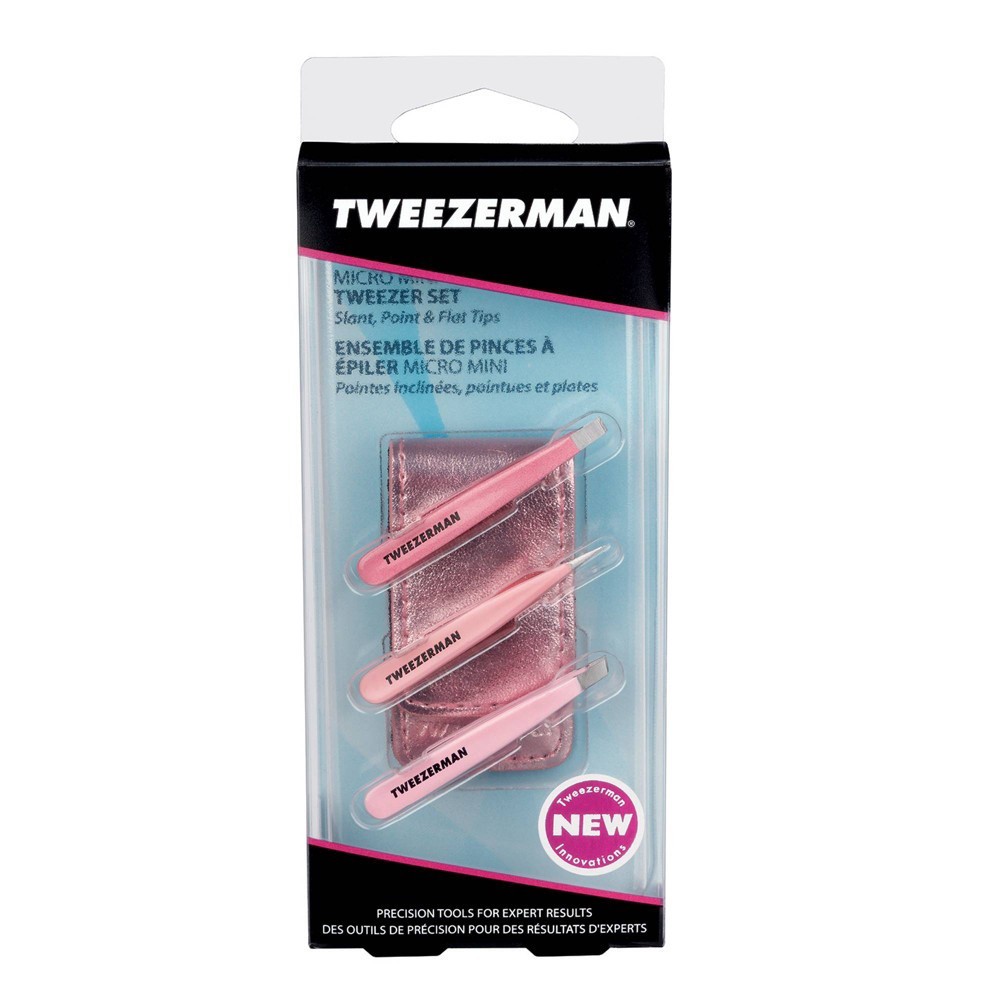 slide 4 of 8, Tweezerman Micro Mini Tweezer Set - Pink, 3 ct