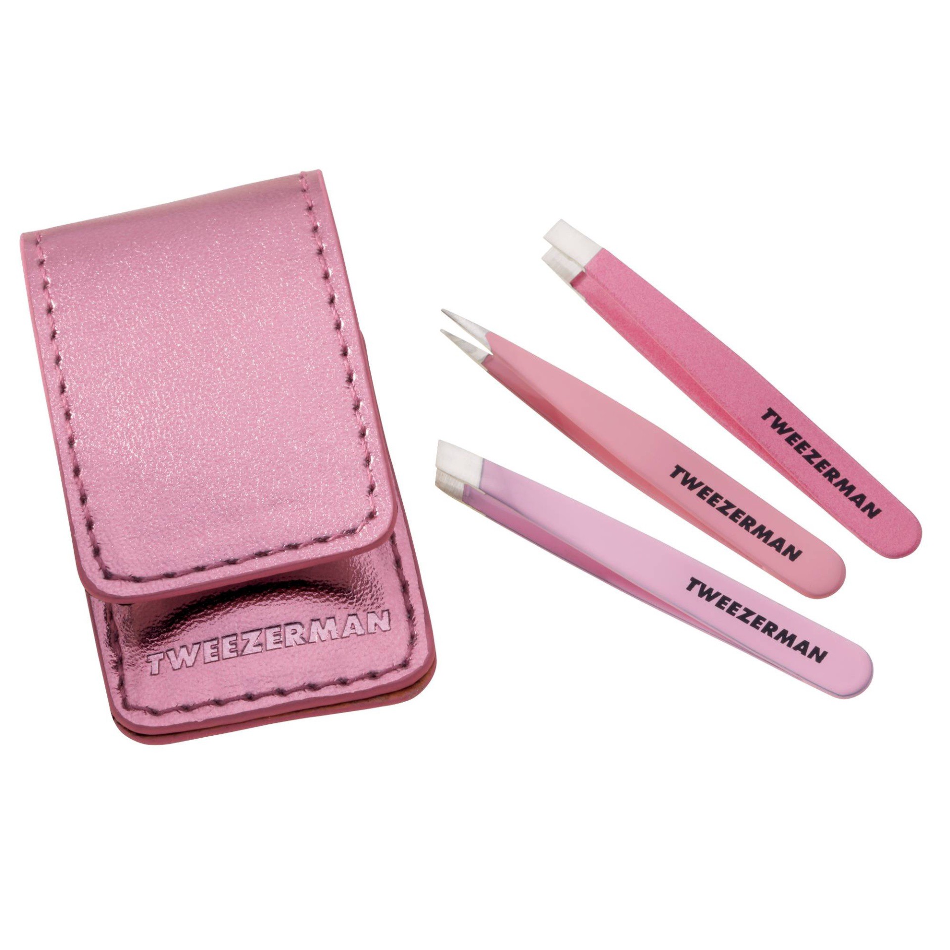 slide 1 of 8, Tweezerman Micro Mini Tweezer Set - Pink, 3 ct