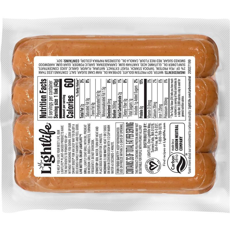 slide 3 of 9, Lightlife Smart Dogs Plant Based Hot Dogs - 12oz/8ct, 8 ct; 12 oz