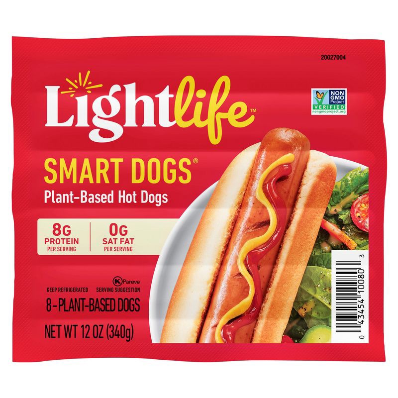 slide 1 of 9, Lightlife Smart Dogs Plant Based Hot Dogs - 12oz/8ct, 8 ct; 12 oz