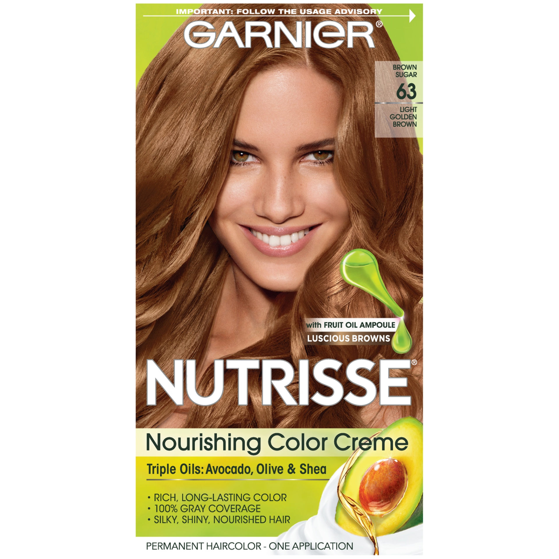 slide 3 of 8, Garnier Nourishing Permanent Hair Color Creme - 63 Light Golden Brown, 1.0 ct