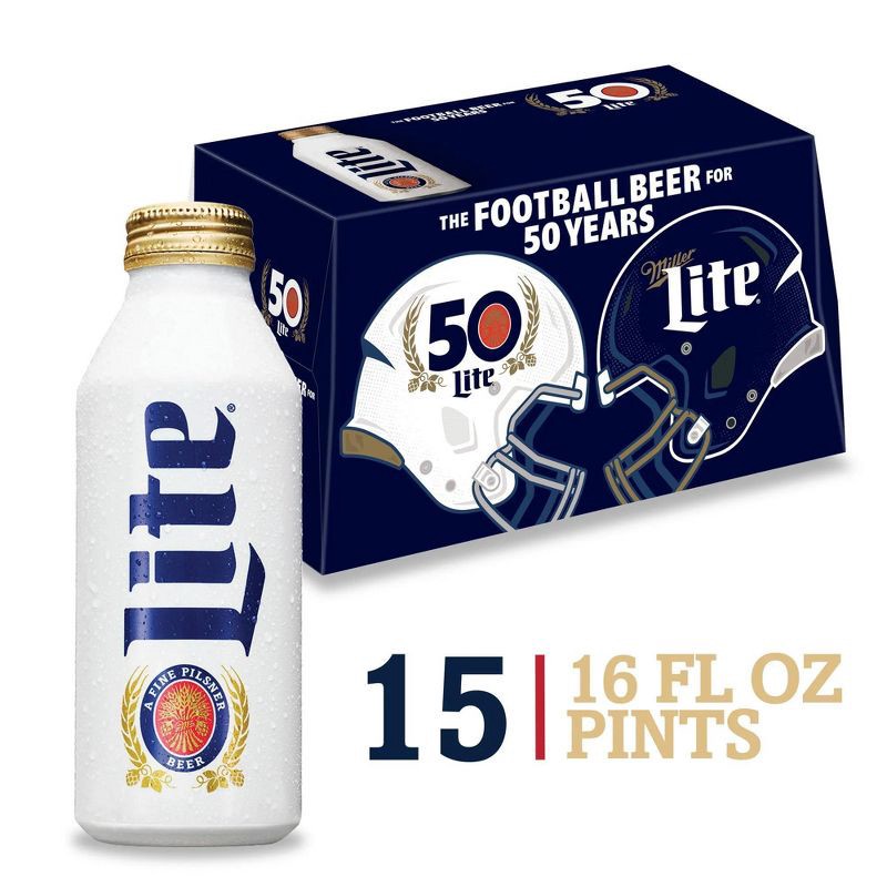 slide 1 of 11, Miller Lite Beer - 15pk/16 fl oz Aluminum Pints, 15 ct; 16 fl oz