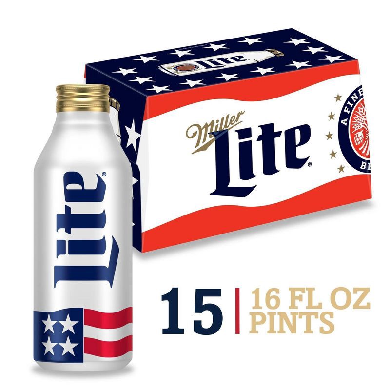 slide 11 of 11, Miller Lite Beer - 15pk/16 fl oz Aluminum Pints, 15 ct; 16 fl oz