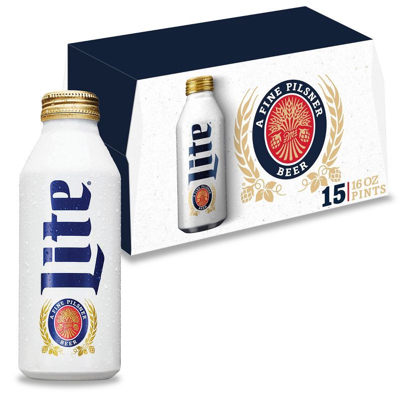 slide 1 of 10, Miller Lite Beer - 15pk/16 fl oz Aluminum Pints, 15 ct; 16 fl oz