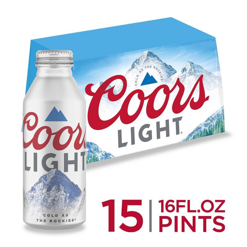 slide 1 of 7, Coors Light Beer - 15pk/16 fl oz Aluminum Bottles, 15 ct; 16 fl oz