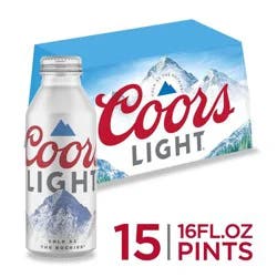 Coors Light Beer - 15pk/16 fl oz Aluminum Bottles