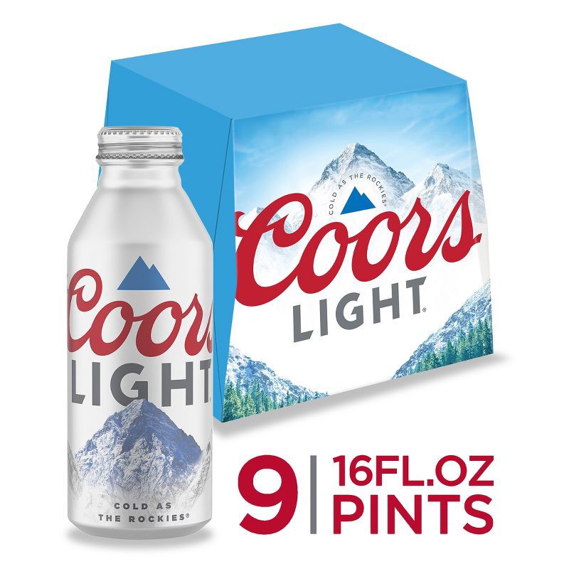 slide 1 of 7, Coors Light Beer - 9pk/16 fl oz Aluminum Bottles, 9 ct; 16 fl oz