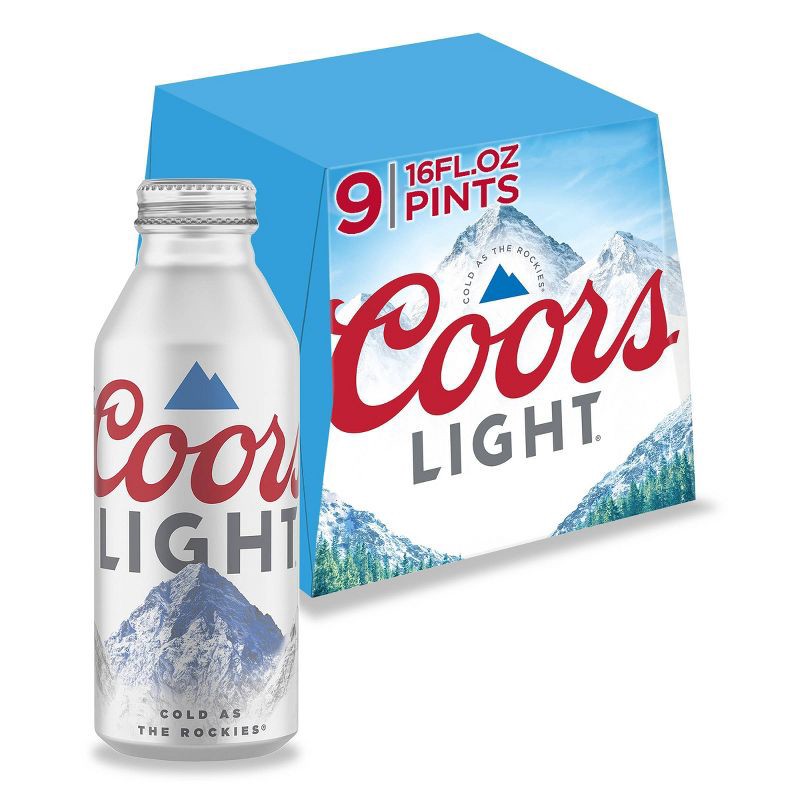 slide 1 of 7, Coors Light Beer - 9pk/16 fl oz Aluminum Bottles, 9 ct; 16 fl oz