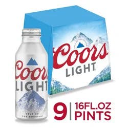 Coors Light Beer - 9pk/16 fl oz Aluminum Bottles