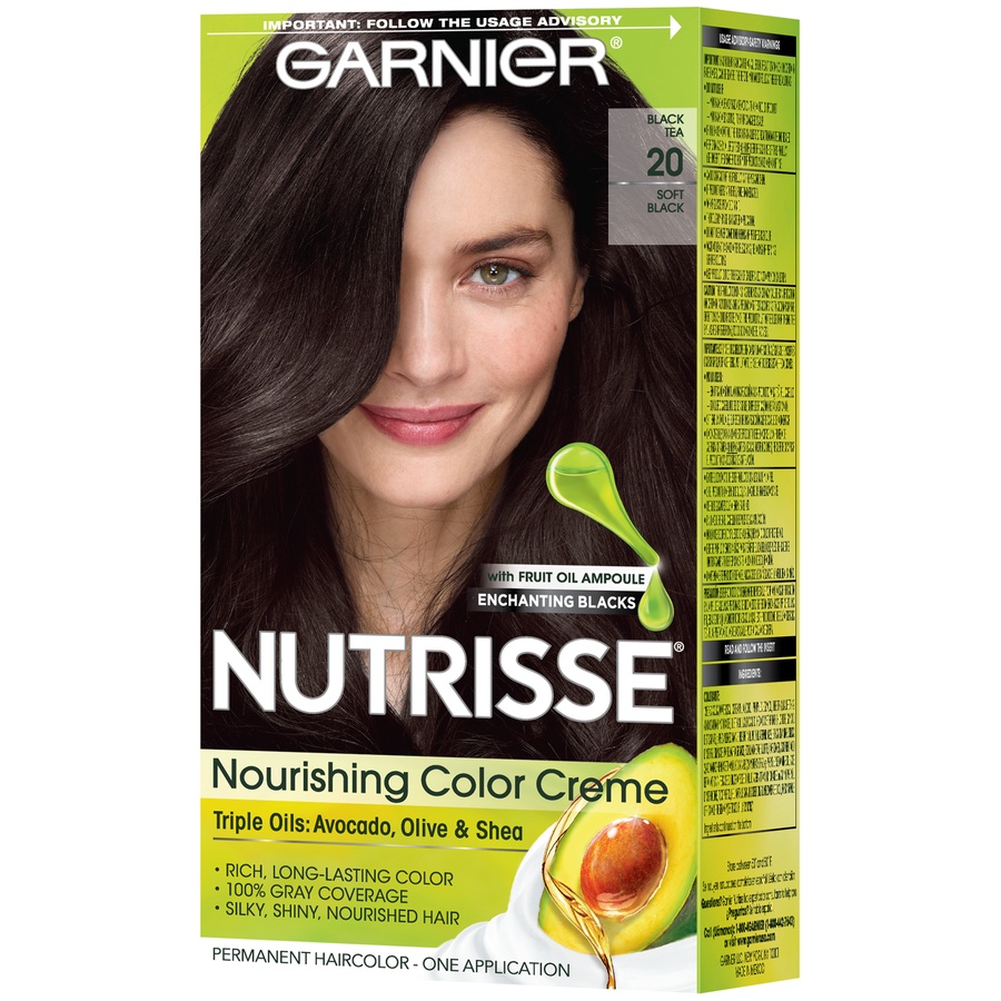 slide 2 of 8, Garnier Nourishing Permanent Hair Color Creme - 20 Soft Black, 1 ct