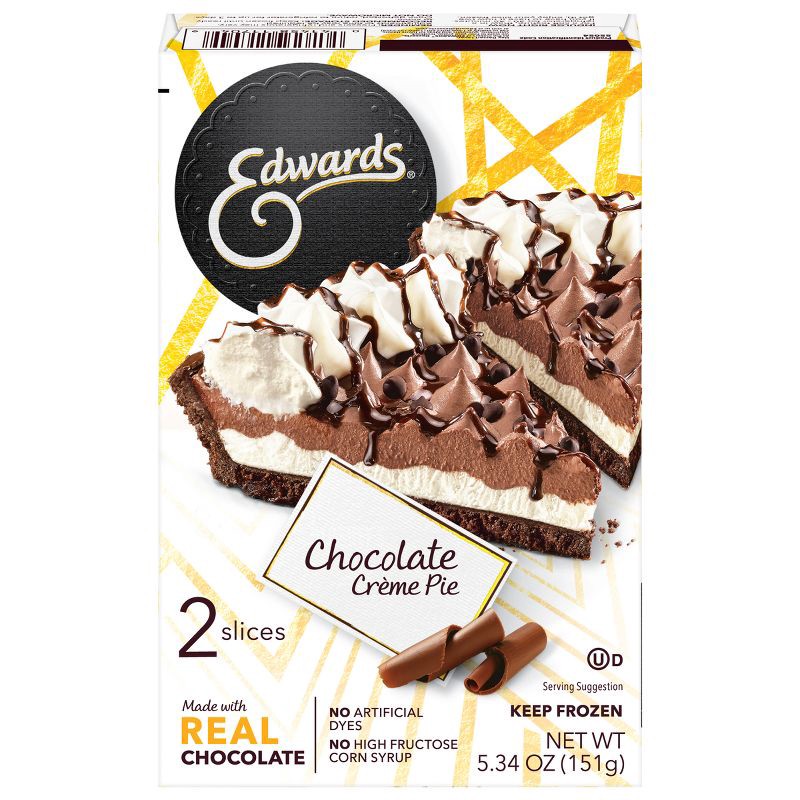 slide 1 of 8, Edwards Singles Frozen Desserts Chocolate Crème Pie Slices - 5.34oz/2ct, 5.34 oz, 2 ct