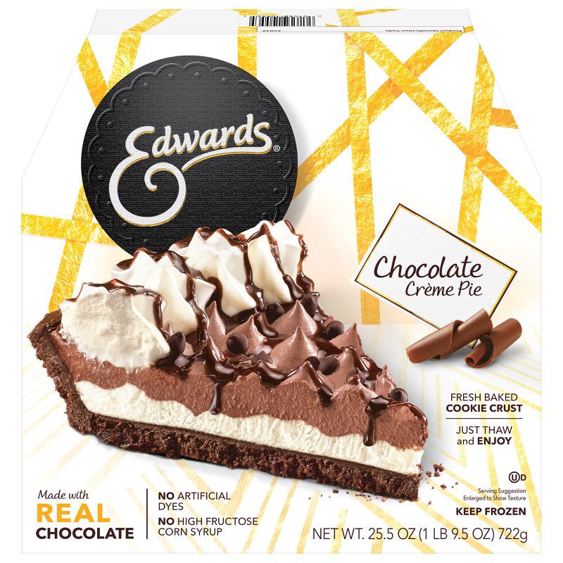 slide 1 of 10, Edwards Frozen Premium Desserts Chocolate Crème Pie - 25.5oz, 25.5 oz