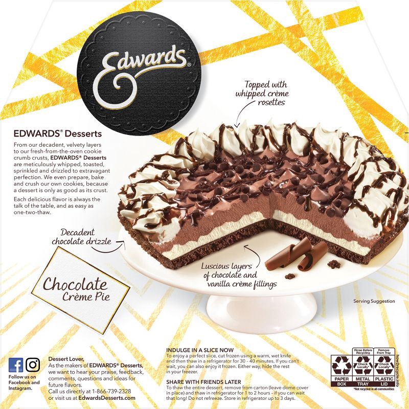 slide 10 of 10, Edwards Frozen Premium Desserts Chocolate Crème Pie - 25.5oz, 25.5 oz