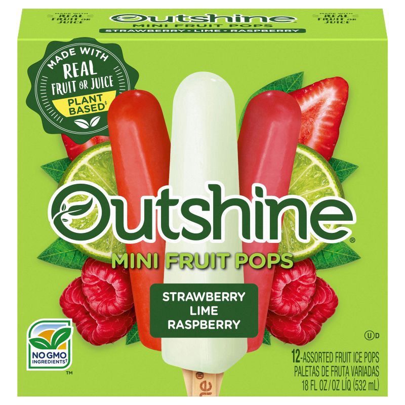 slide 14 of 15, Outshine Strawberry, Lime & Raspberry Frozen Fruit Bar - 12ct, 12 ct