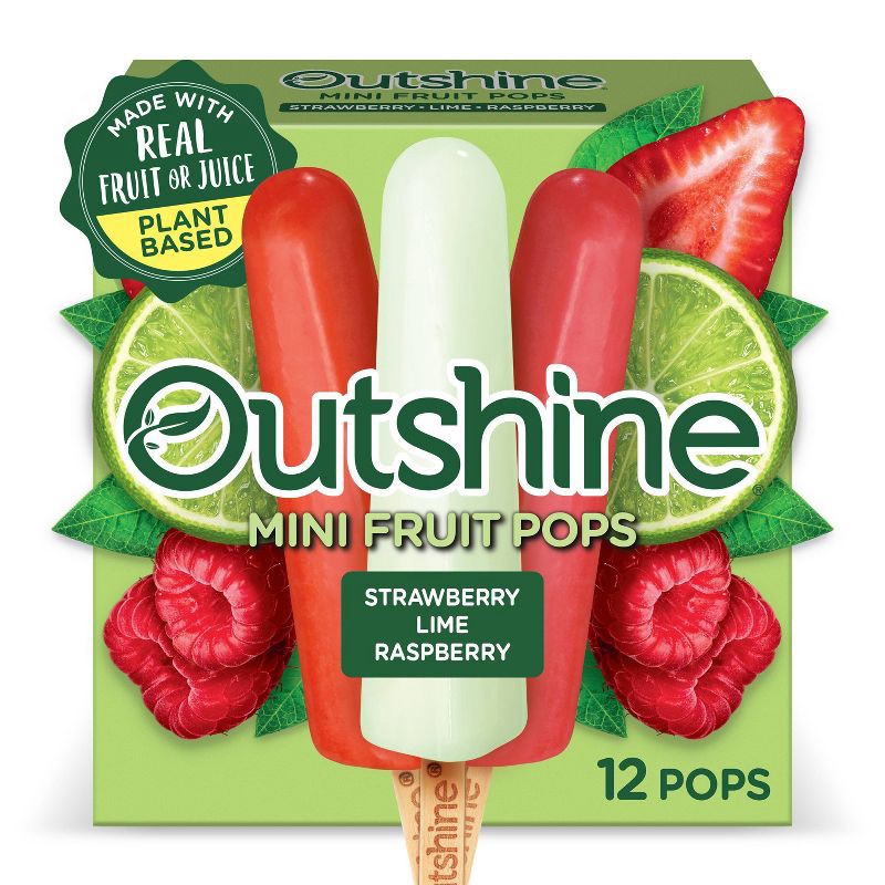 slide 1 of 15, Outshine Strawberry, Lime & Raspberry Frozen Fruit Bar - 12ct, 12 ct