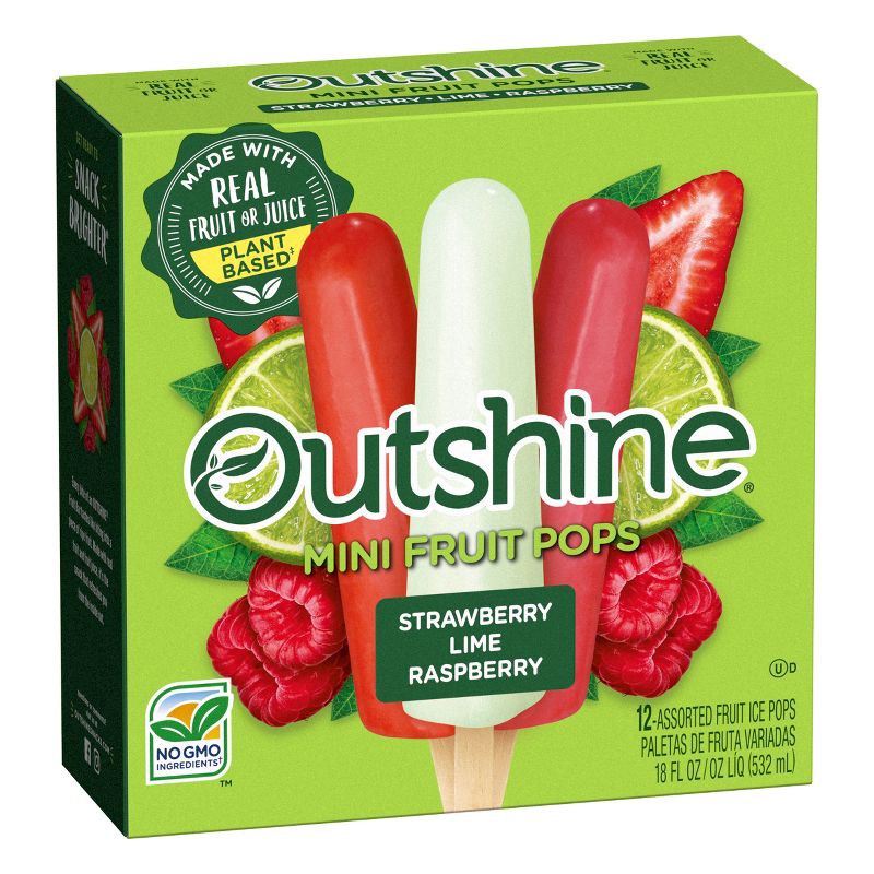 slide 4 of 15, Outshine Strawberry, Lime & Raspberry Frozen Fruit Bar - 12ct, 12 ct