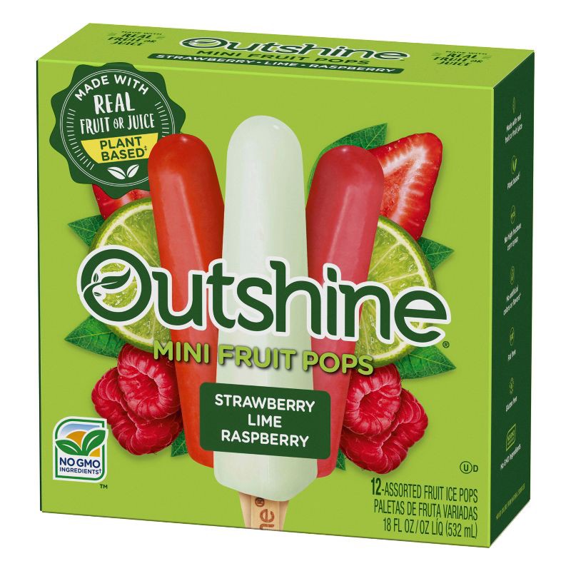 slide 6 of 11, Outshine Strawberry, Lime & Raspberry Frozen Fruit Bar - 12ct, 12 ct