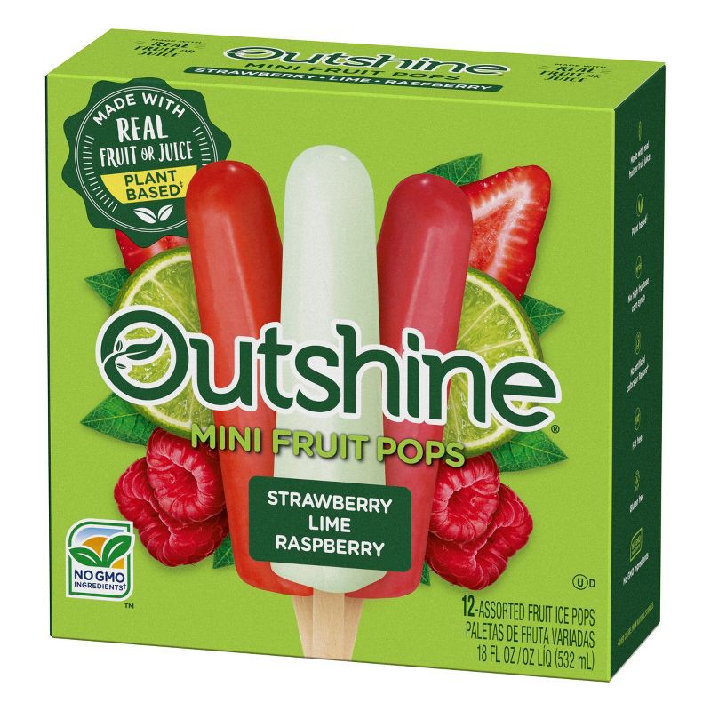 slide 5 of 15, Outshine Strawberry, Lime & Raspberry Frozen Fruit Bar - 12ct, 12 ct