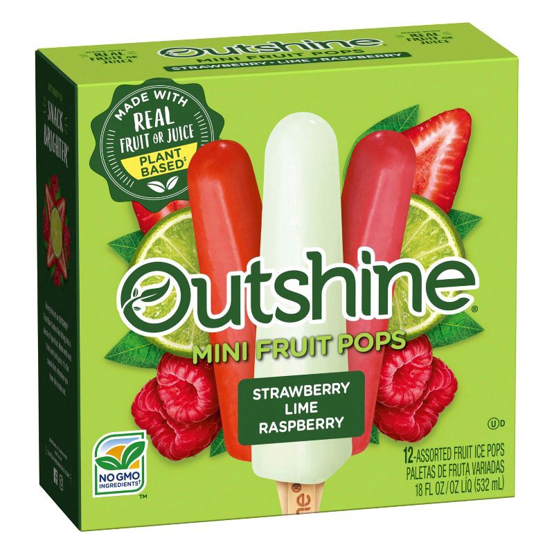 slide 6 of 15, Outshine Strawberry, Lime & Raspberry Frozen Fruit Bar - 12ct, 12 ct