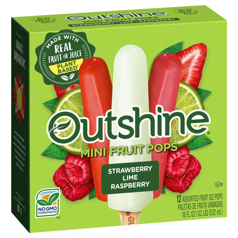 slide 11 of 15, Outshine Strawberry, Lime & Raspberry Frozen Fruit Bar - 12ct, 12 ct