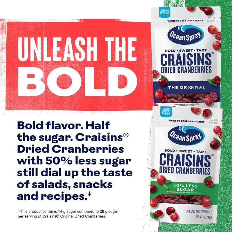 slide 4 of 10, Ocean Spray Reduced Sugar Craisins - 5oz, 5 oz